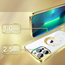 Заредете изображение във визуализатора на галерията – Kingxbar Moon Series luxury case with Swarovski crystals for iPhone 13 Pro gold (Butterfly) - TopMag
