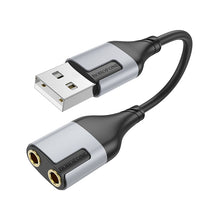 Заредете изображение във визуализатора на галерията – Borofone Adapter BV19 Creator Audio 2 in 1 - USB to 2xjack 3,5mm - black
