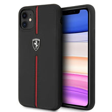Заредете изображение във визуализатора на галерията – Ferrari FEOMSHCN61BK iPhone 11 6,1" / Xr czarny/black hardcase Off Track Leather Nylon Stripe - TopMag
