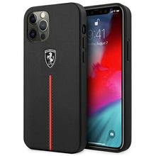 Заредете изображение във визуализатора на галерията – Ferrari FEOMSHCP12MBK iPhone 12/12 Pro czarny/black hardcase Off Track Leather Nylon Stripe - TopMag
