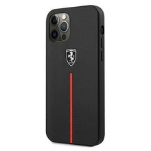 Заредете изображение във визуализатора на галерията – Ferrari FEOMSHCP12MBK iPhone 12/12 Pro czarny/black hardcase Off Track Leather Nylon Stripe - TopMag
