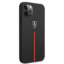 Заредете изображение във визуализатора на галерията – Ferrari FEOMSHCP12MBK iPhone 12/12 Pro czarny/black hardcase Off Track Leather Nylon Stripe - TopMag
