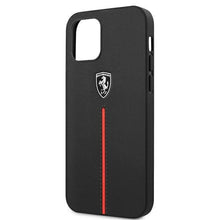 Заредете изображение във визуализатора на галерията – Ferrari FEOMSHCP12MBK iPhone 12/12 Pro czarny/black hardcase Off Track Leather Nylon Stripe - TopMag
