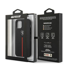 Заредете изображение във визуализатора на галерията – Ferrari FEOMSHCP12MBK iPhone 12/12 Pro czarny/black hardcase Off Track Leather Nylon Stripe - TopMag
