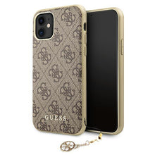 Заредете изображение във визуализатора на галерията – Guess GUHCN61GF4GBR iPhone 11 6,1" / Xr brown/brązowy hard case 4G Charms Collection - TopMag
