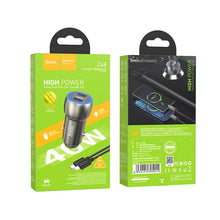 Заредете изображение във визуализатора на галерията – HOCO car charger 2x Type C + cable Type C to iPhone Lightning 8-pin PD 40W Z48 metal gray
