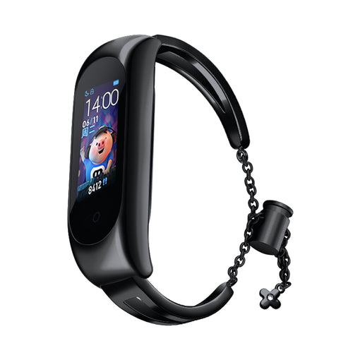 Replacment metal band bracelet strap for Xiaomi Mi Band 6 / 5 / 4 / 3 black - TopMag
