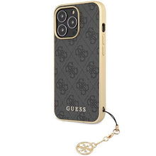 Заредете изображение във визуализатора на галерията – Guess GUHCP14LGF4GGR iPhone 14 Pro 6.1" grey/grey hardcase 4G Charms Collection
