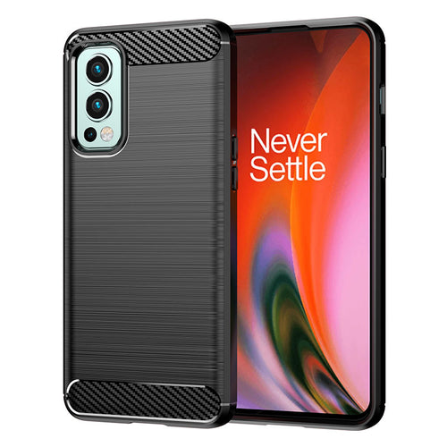 Carbon Case flexible cover for OnePlus Nord 2 5G black - TopMag