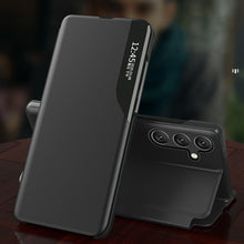 Заредете изображение във визуализатора на галерията – Eco Leather View Case for Xiaomi Redmi 11A / Poco C55 / Redmi 12C with flip stand black
