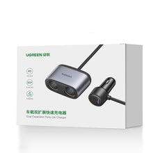 Заредете изображение във визуализатора на галерията – Ugreen USB / USB Type C car charger with splitter 2x car socket gray (CD252 30886) - TopMag
