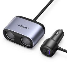 Заредете изображение във визуализатора на галерията – Ugreen USB / USB Type C car charger with splitter 2x car socket gray (CD252 30886) - TopMag
