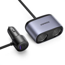 Заредете изображение във визуализатора на галерията – Ugreen USB / USB Type C car charger with splitter 2x car socket gray (CD252 30886) - TopMag
