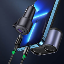 Заредете изображение във визуализатора на галерията – Ugreen USB / USB Type C car charger with splitter 2x car socket gray (CD252 30886) - TopMag
