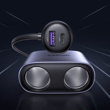 Заредете изображение във визуализатора на галерията – Ugreen USB / USB Type C car charger with splitter 2x car socket gray (CD252 30886) - TopMag
