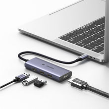 Заредете изображение във визуализатора на галерията – Ugreen 4in1 multi-functional HUB USB Type C - 3x USB 3.2 Gen 1 / HDMI 2.1 8K 30Hz gray (50629 CM500) - TopMag
