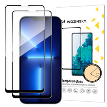 Заредете изображение във визуализатора на галерията – Wozinsky set of 2x super-strong Full Glue full screen tempered glass with Case Friendly frame iPhone 14, iPhone 13 Pro / iPhone 13 black - TopMag
