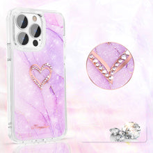 Заредете изображение във визуализатора на галерията – Kingxbar Epoxy Series case cover with original Swarovski crystals iPhone 13 Pro Max marble - TopMag
