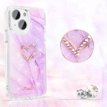 Заредете изображение във визуализатора на галерията – Kingxbar Epoxy Series case cover with original Swarovski crystals iPhone 13 marble - TopMag
