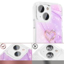 Заредете изображение във визуализатора на галерията – Kingxbar Epoxy Series case cover with original Swarovski crystals iPhone 13 marble - TopMag

