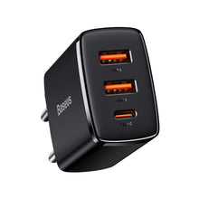Заредете изображение във визуализатора на галерията – Baseus Compact quick charger USB Type C / 2x USB 30W 3A Power Delivery Quick Charge black (CCXJ-E01) - TopMag
