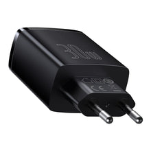 Заредете изображение във визуализатора на галерията – Baseus Compact quick charger USB Type C / 2x USB 30W 3A Power Delivery Quick Charge black (CCXJ-E01) - TopMag

