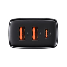 Заредете изображение във визуализатора на галерията – Baseus Compact quick charger USB Type C / 2x USB 30W 3A Power Delivery Quick Charge black (CCXJ-E01) - TopMag
