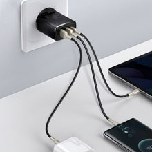 Заредете изображение във визуализатора на галерията – Baseus Compact quick charger USB Type C / 2x USB 30W 3A Power Delivery Quick Charge black (CCXJ-E01) - TopMag
