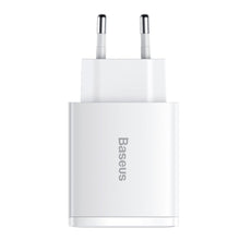 Заредете изображение във визуализатора на галерията – Baseus Compact quick charger USB Type C / 2x USB 30W 3A Power Delivery Quick Charge white (CCXJ-E02) - TopMag
