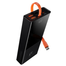 Заредете изображение във визуализатора на галерията – Baseus Elf powerbank 20000mAh 65W 2x USB / USB Type C / built-in cable USB Type C Power Delivery Quick Charge black (PPJL000001) - TopMag
