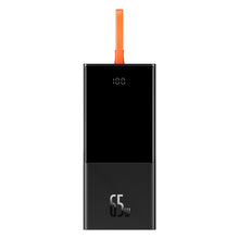 Заредете изображение във визуализатора на галерията – Baseus Elf powerbank 20000mAh 65W 2x USB / USB Type C / built-in cable USB Type C Power Delivery Quick Charge black (PPJL000001) - TopMag
