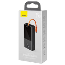 Заредете изображение във визуализатора на галерията – Baseus Elf powerbank 20000mAh 65W 2x USB / USB Type C / built-in cable USB Type C Power Delivery Quick Charge black (PPJL000001) - TopMag

