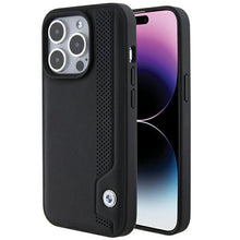 Заредете изображение във визуализатора на галерията – BMW Leather Blue Dots case for iPhone 15 Pro - black
