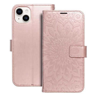 Forcell mezzo book case for iphone 14 plus ( 6.7 ) mandala rose gold - TopMag