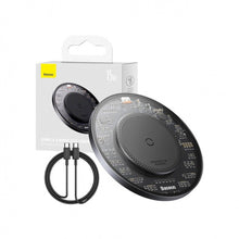 Заредете изображение във визуализатора на галерията – Baseus BS-W530 15W induction charger + USB C cable - USB C 24W 1m - black
