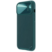 Заредете изображение във визуализатора на галерията – Nillkin CamShield Leather S Case iPhone 14 Pro Max cover with camera cover green
