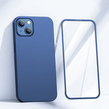 Заредете изображение във визуализатора на галерията – Joyroom 360 Full Case front and back cover for iPhone 13 + tempered glass screen protector blue (JR-BP927 blue) - TopMag
