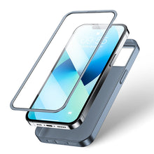 Заредете изображение във визуализатора на галерията – Joyroom 360 Full Case front and back cover for iPhone 13 + tempered glass screen protector grey (JR-BP927 tranish) - TopMag
