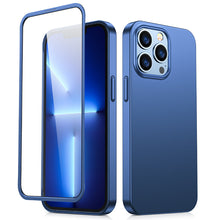 Заредете изображение във визуализатора на галерията – Joyroom 360 Full Case front and back cover for iPhone 13 Pro Max + tempered glass screen protector blue (JR-BP928 blue) - TopMag
