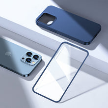 Заредете изображение във визуализатора на галерията – Joyroom 360 Full Case front and back cover for iPhone 13 Pro Max + tempered glass screen protector blue (JR-BP928 blue) - TopMag
