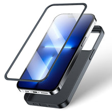 Заредете изображение във визуализатора на галерията – Joyroom 360 Full Case front and back cover for iPhone 13 Pro + tempered glass screen protector black (JR-BP935 black) - TopMag
