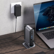Заредете изображение във визуализатора на галерията – Baseus multifunctional HUB 3x USB 3.2 Gen 1 / 2x USB Type C / SD and micro SD card reader / AUX / 2x DisplayPort / 2x HDMI / RJ45 1Gbps Power Delivery 100W (EU / CN / UK plug set) gray (CAHUB-DG0G) - TopMag
