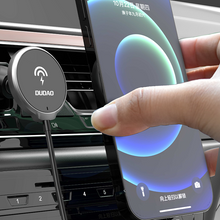 Заредете изображение във визуализатора на галерията – Dudao 15W Qi Wireless Car Charger for iPhone (Series 12 and Newer) MagSafe Compatible Magnetic Ventilation Grille Holder Black (F13XS black) - TopMag
