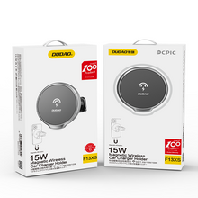 Заредете изображение във визуализатора на галерията – Dudao 15W Qi Wireless Car Charger for iPhone (Series 12 and Newer) MagSafe Compatible Magnetic Ventilation Grille Holder Black (F13XS black) - TopMag
