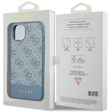 Заредете изображение във визуализатора на галерията – Original Case GUESS hardcase 4G Stripe Collection GUHCP15SG4GLBL for Iphone 13/14/15 blue
