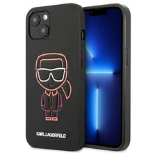 Заредете изображение във визуализатора на галерията – Original faceplate case KARL LAGERFELD KLHCP13STUOK for iPhone 13 MINI (Multipink IK / black)
