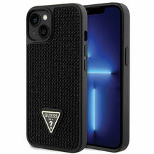 Заредете изображение във визуализатора на галерията – Original Case GUESS Rhinestone Triangle hardcase GUHCP14SHDGTPK for Iphone 14 black
