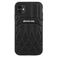 Заредете изображение във визуализатора на галерията – AMG AMHCN61OSDBK iPhone 11 6.1 "black / black hardcase Leather Curved Lines - TopMag
