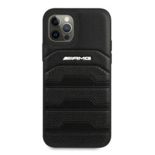 Заредете изображение във визуализатора на галерията – AMG AMHCP12MGSEBK iPhone 12/12 Pro 6,1" czarny/black hardcase Leather Debossed Lines - TopMag
