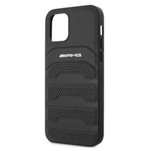 Заредете изображение във визуализатора на галерията – AMG AMHCP12MGSEBK iPhone 12/12 Pro 6,1" czarny/black hardcase Leather Debossed Lines - TopMag
